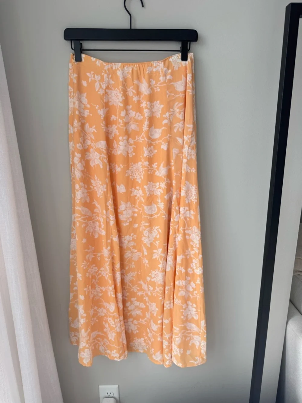 Abercrombie & Fitch Orange Floral Maxi Skirt - Double Lined - Picture 2 of 4